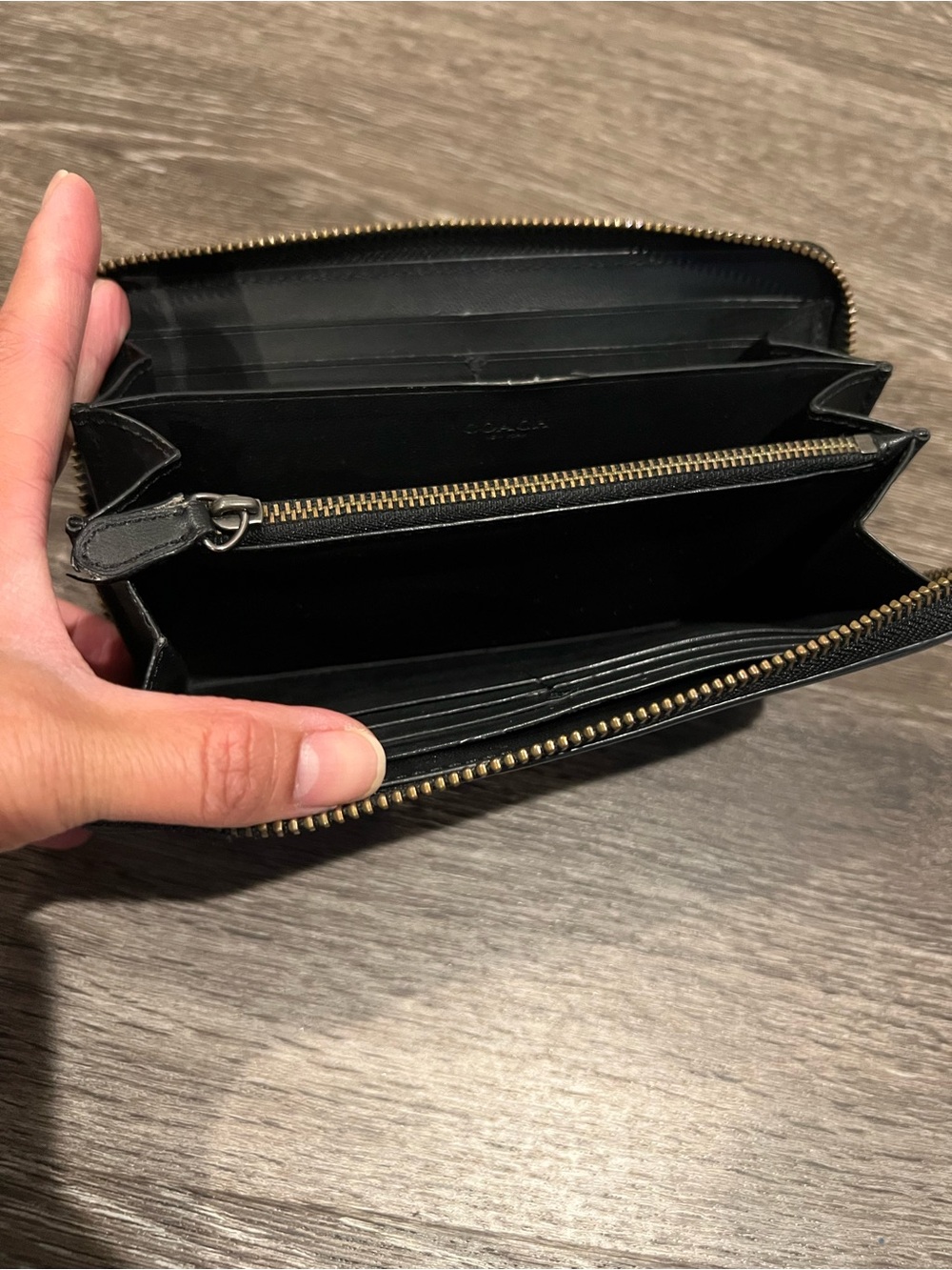 Coach F75222 Zip-Around Perforated Leather Wallet in Blue - Picture 13 of 16